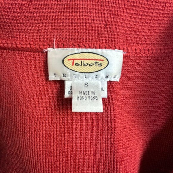 Talbots Womens Petites Small Red Button-Up Knit Blazer Jacket 100% Merino Wool - Picture 3 of 7